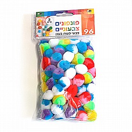 פונפונים צבעי קשת 96 יחידות 2 ס"מ פונפונים צבעי קשת 96 יחידות 2 ס"מ
