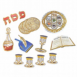 קישוט קיר סמלי פסח נוצצים קישוט קיר סמלי פסח נוצצים