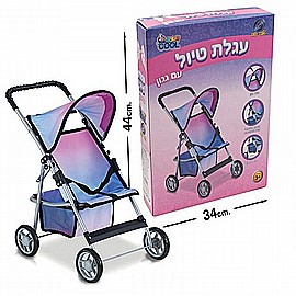 עגלת בובה טיול עם גגון בצבעי פסטל עגלת בובה טיול עם גגון בצבעי פסטל