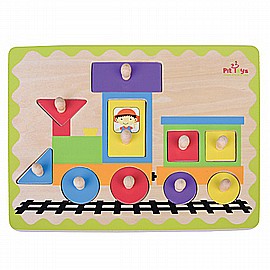 פאזל עץ רכבת צורות וצבעים פאזל עץ רכבת צורות וצבעים