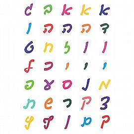 מדבקות אותיות כתב צבעוני רקע שקוף 10 דפים מדבקות אותיות כתב צבעוני רקע שקוף 10 דפים